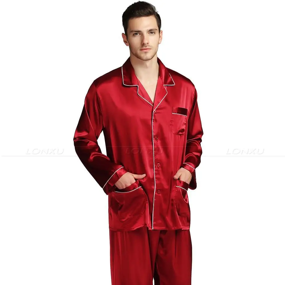 Mens Silk Satin Pajamas  Pyjamas  Set  Sleepwear Set  Loungewear  U.S. S,M,L,XL,XXL,XXXL,4XL__Fits All  Seasons - Image 3