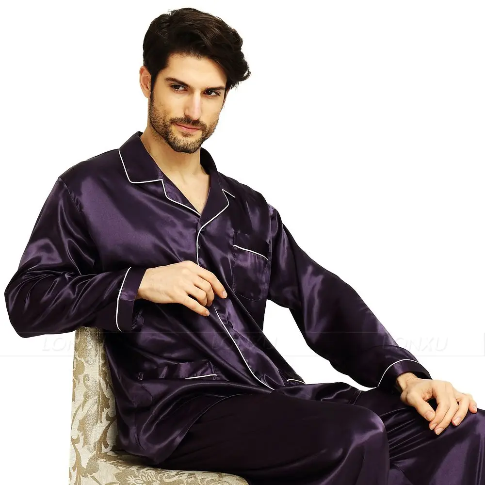 Mens Silk Satin Pajamas  Pyjamas  Set  Sleepwear Set  Loungewear  U.S. S,M,L,XL,XXL,XXXL,4XL__Fits All  Seasons - Image 6