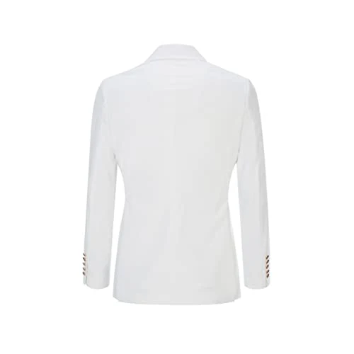 Men's Slim Fit 2 Piece Suit Double Breasted Solid Business Wedding Prom Tuxedo Blazer Vest Set,White……… - Image 3
