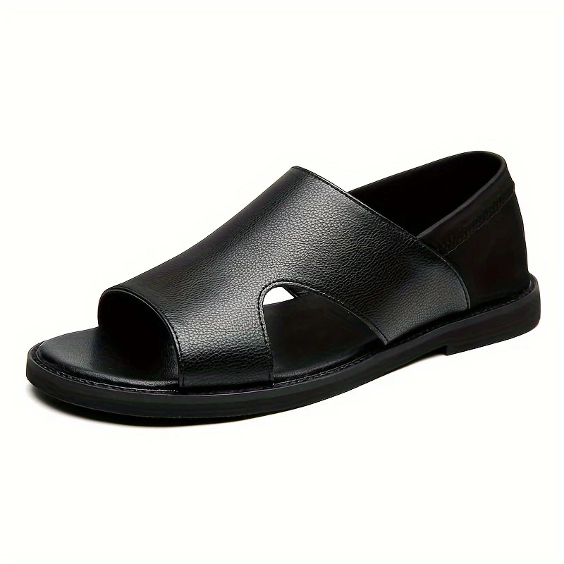 Men's Solid Color Open Toe Breathable Sandals, Comfy Non Slip Casual Durable Beach Water Shoes, Men's Footwear - Image 2