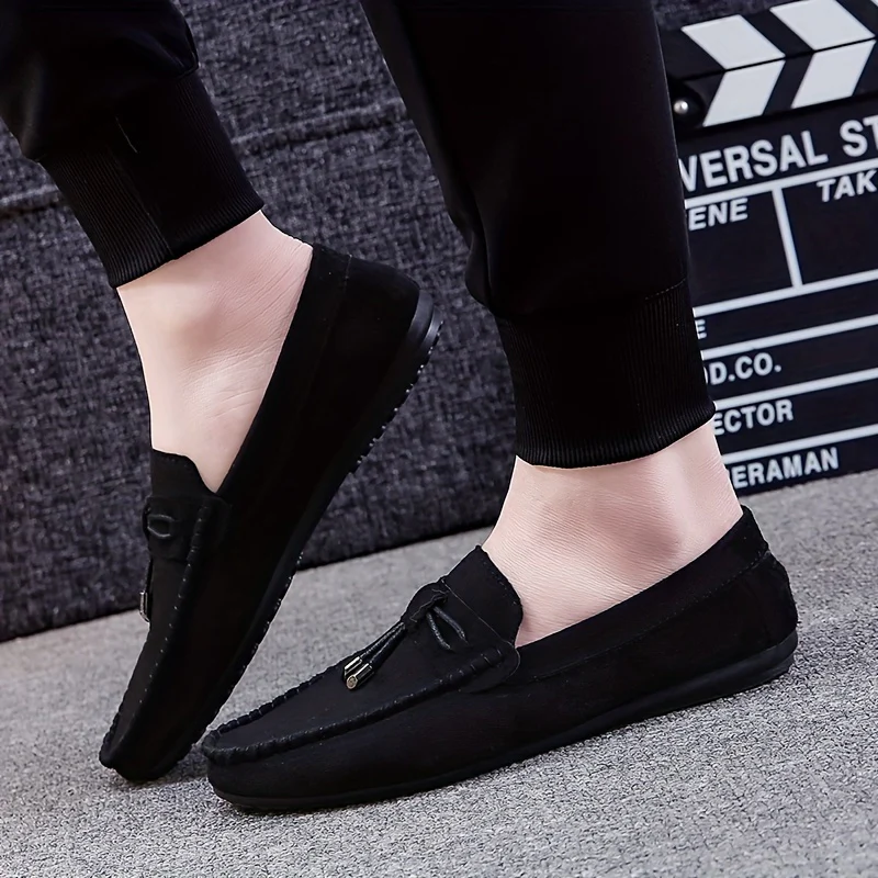 Men's Solid Color Slip On Tassel Loafer Shoes, Comfy Non Slip Casual Durable Rubber Sole Lightweight Walking Shoes, Men's Footwear - Image 5