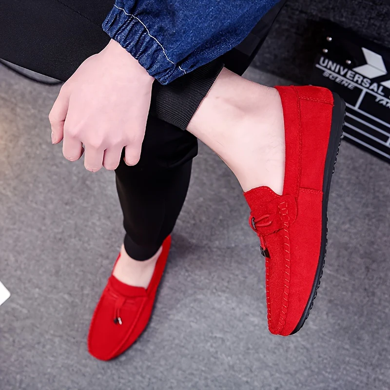 Men's Solid Color Slip On Tassel Loafer Shoes, Comfy Non Slip Casual Durable Rubber Sole Lightweight Walking Shoes, Men's Footwear - Image 6