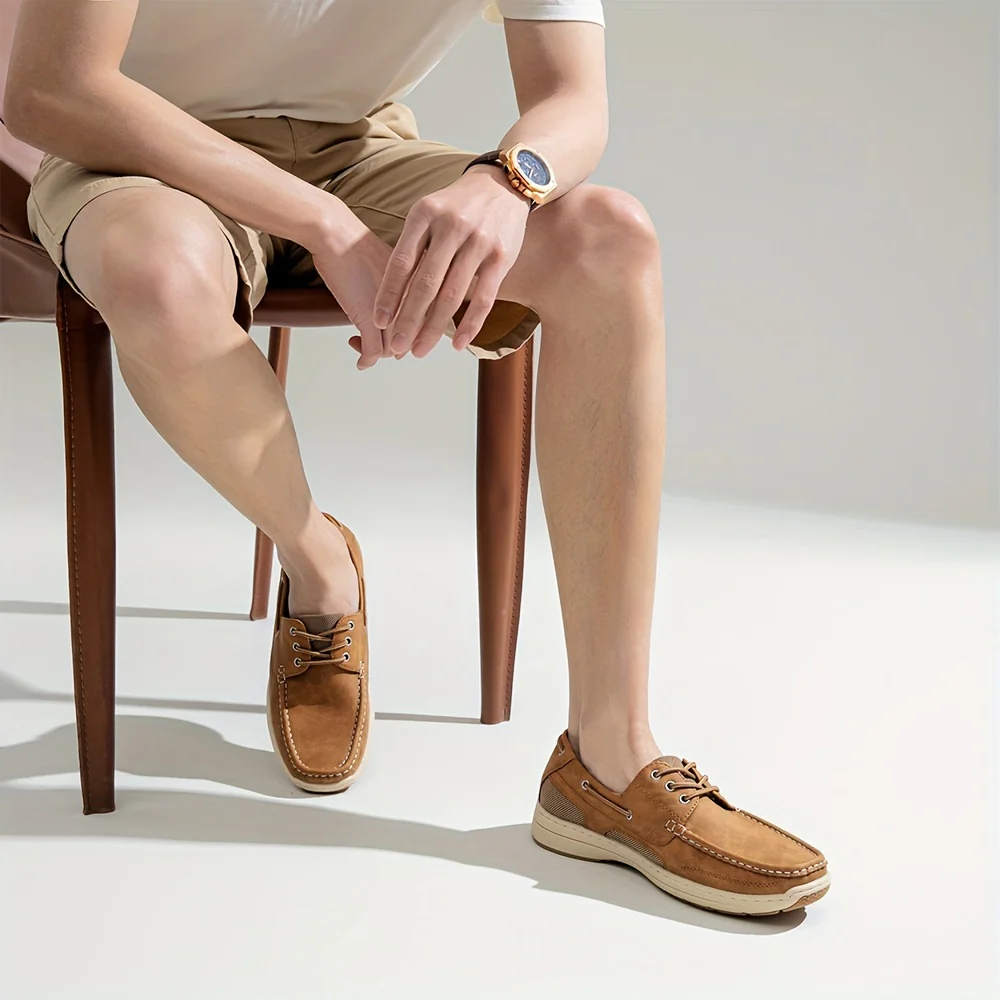 Men's Solid Colour Loafer Shoes, Comfy Non Slip Rubber Sole Casual Durable Dress Shoes, Men's Footwear - Image 4