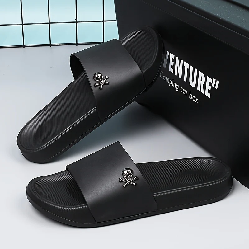 Men's Solid Colour Simple Style Open Toe Breathable Slippers, Comfy Non Slip Casual Soft Sole Slides, Men's Footwear