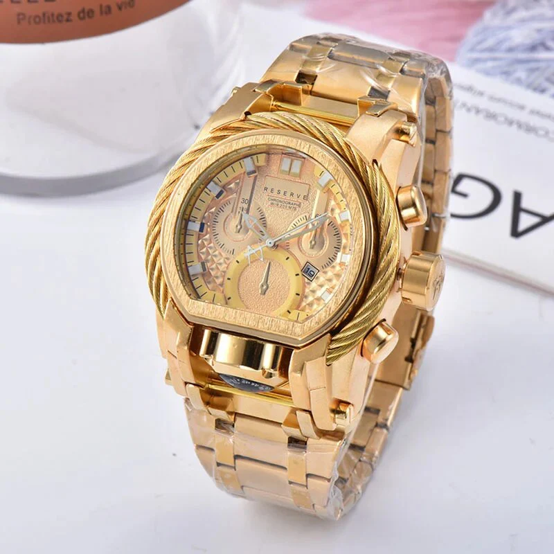 Men's Sports Quartz Reserve Bolt Zeus INVICTO watch steel strap folding clasp waterproof large dial - Image 2
