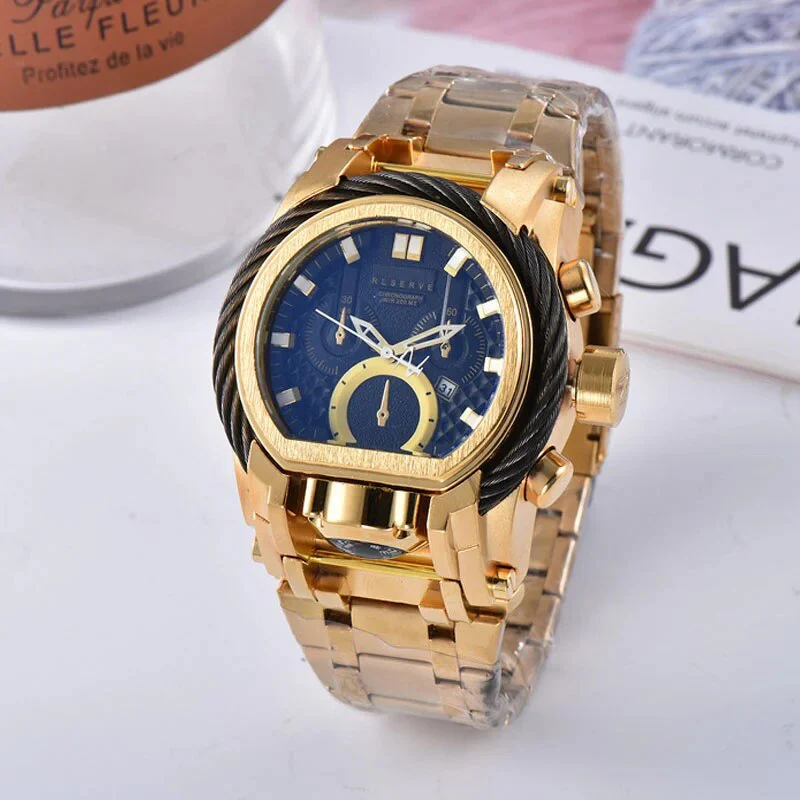 Men's Sports Quartz Reserve Bolt Zeus INVICTO watch steel strap folding clasp waterproof large dial - Image 3