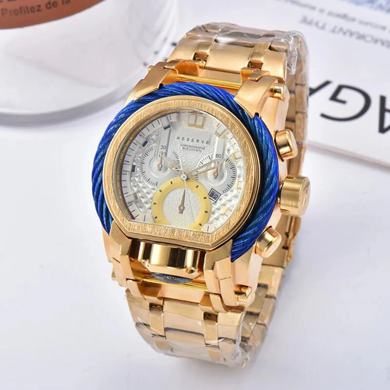 Men's Sports Quartz Reserve Bolt Zeus INVICTO watch steel strap folding clasp waterproof large dial - Image 4