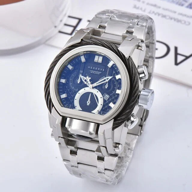 Men's Sports Quartz Reserve Bolt Zeus INVICTO watch steel strap folding clasp waterproof large dial - Image 7