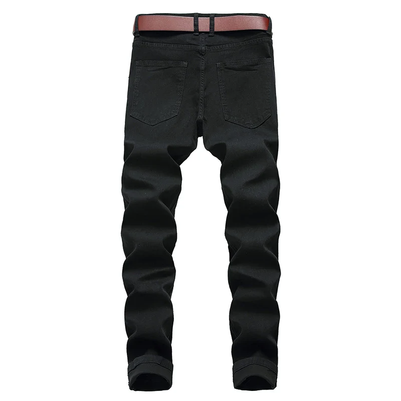 Mens Straight Hole Ripped Jeans Distressed  Denim Trousers Men Jeans Fashion Casual Designer Brand White Black Red Cotton Pants - Image 6