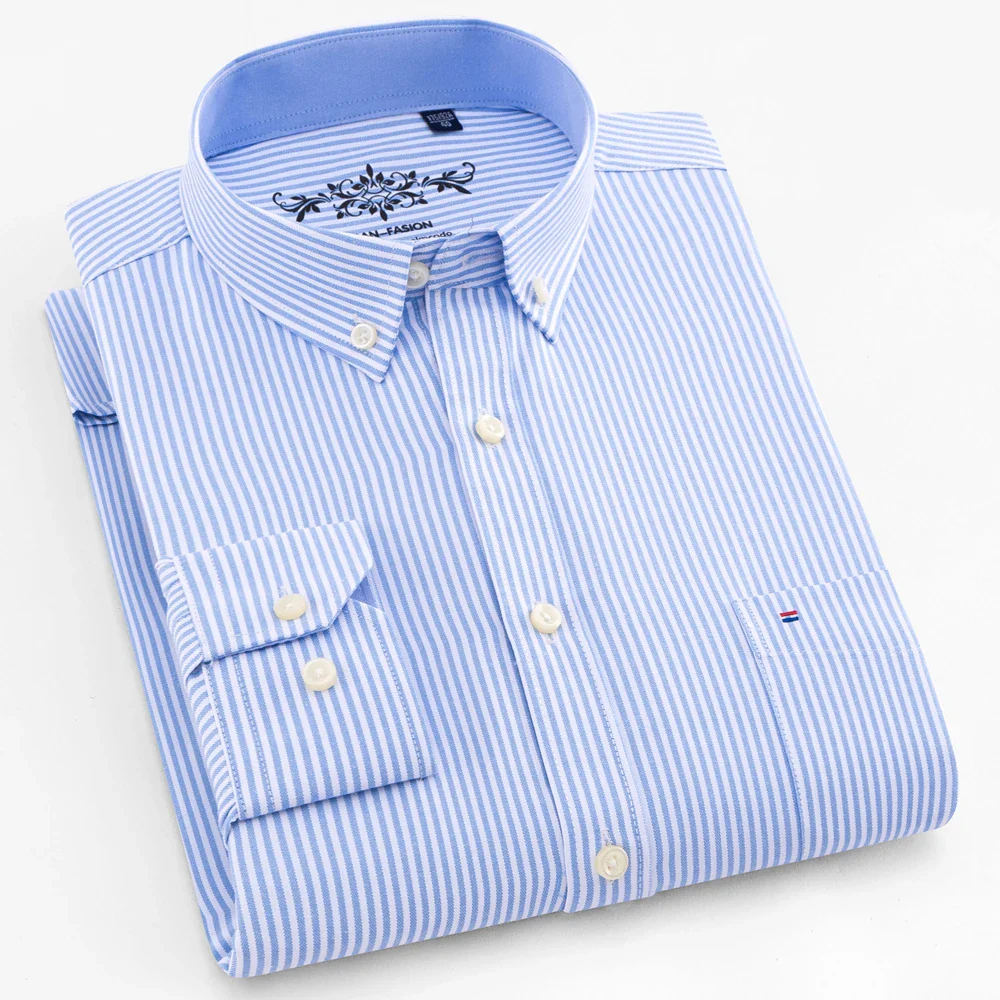 Men's Stylish Cotton Blend Solid Shirt, Formal Breathable Lapel Regular-fit Button Up Long Sleeve Shirt For Business Activities - Image 12