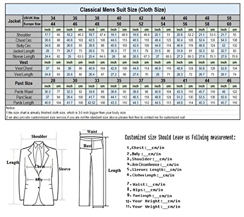 Men's Suits Slim Fit 3 Pieces Notch Lapel Formal Groomsmen Tuxedos for Wedding (Blazer+Vest+Pant)(Burgundy,42) - Image 2
