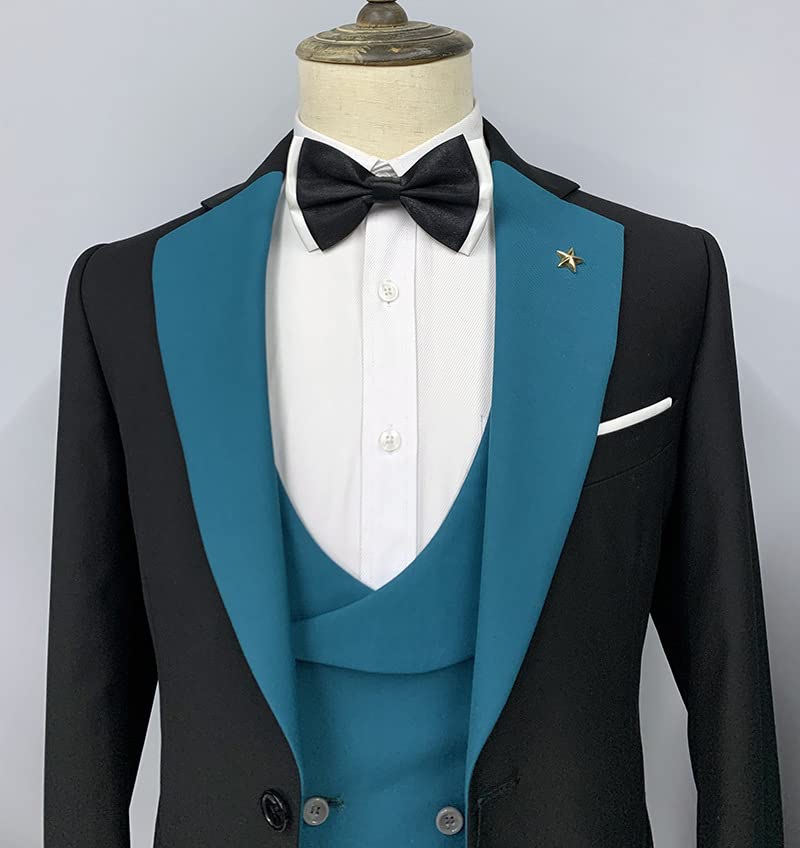 Men's Suits Slim Fit 3 Pieces Notch Lapel Formal Groomsmen Tuxedos for Wedding (Blazer+Vest+Pant)(Red,42) - Image 6