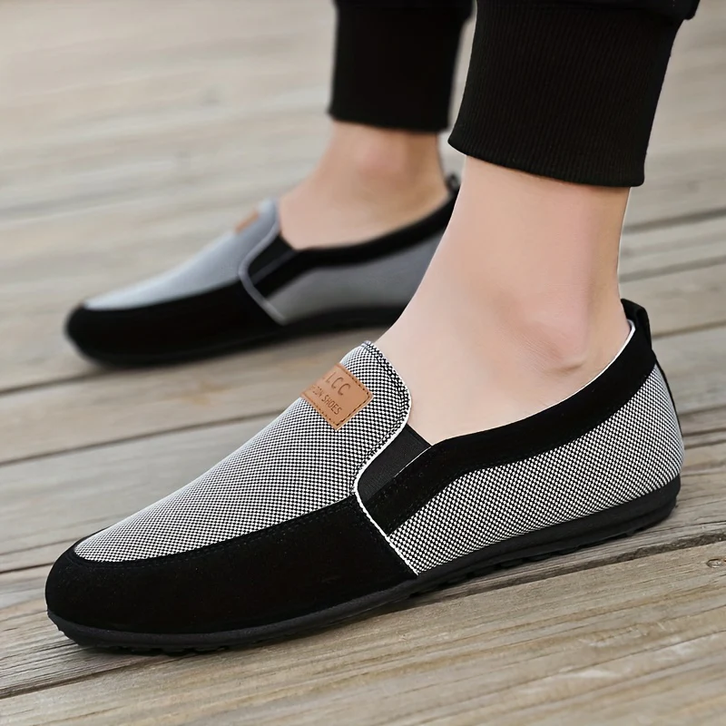 Men's Summer 2023 Canvas Slip-On Loafers - Casual & Trendy Korean Style, Versatile Black and Gray with Breathable Fabric, Non-Slip PVC Sole, Round Toe Design for Work & Leisure, Men's Footwear - Image 4