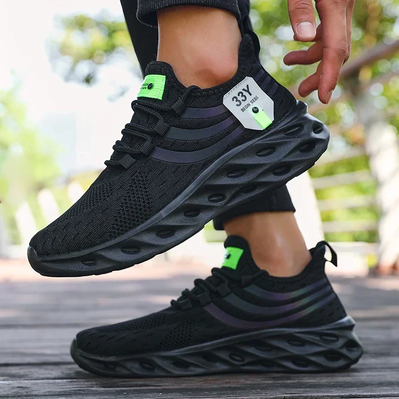 Men's Summer Breathable Mesh Shoes Lightweight Non Slip Knit Running Sneakers Trendy Aesthetic Focused Jogging Basketball Shoes - Image 2