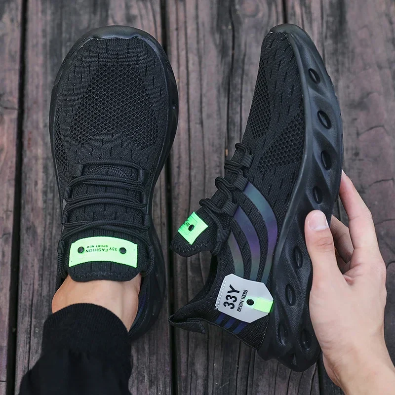 Men's Summer Breathable Mesh Shoes Lightweight Non Slip Knit Running Sneakers Trendy Aesthetic Focused Jogging Basketball Shoes - Image 9
