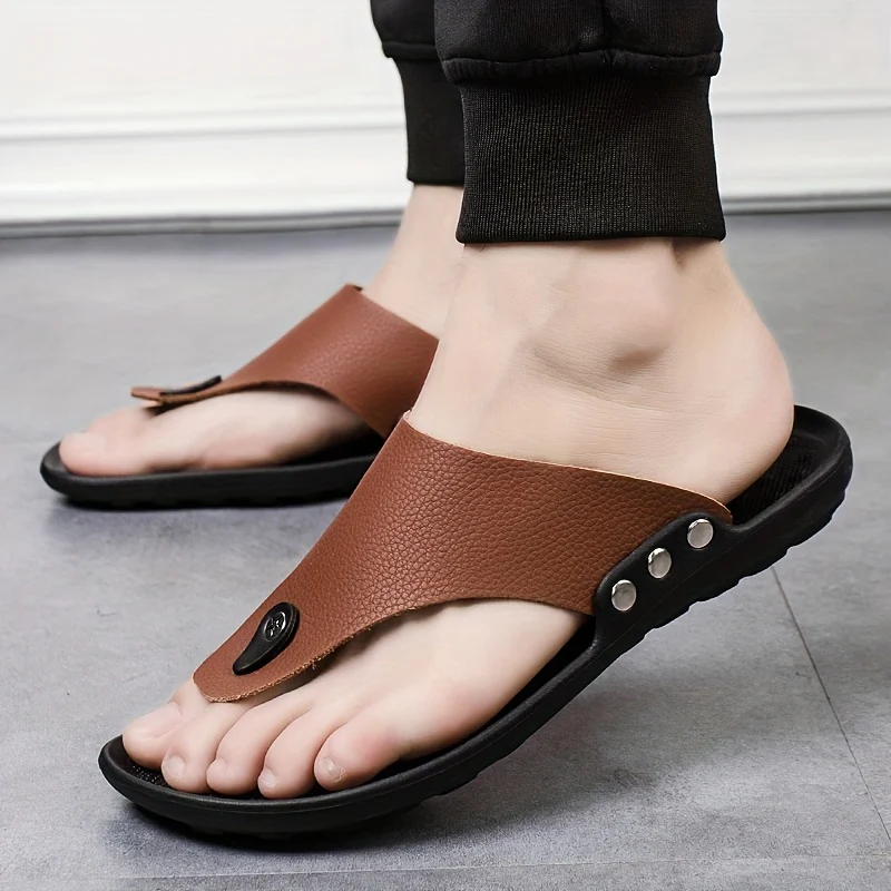 Men's Summer Rome Flip Flop Beach Sandals Comfortable T-Strap Open Toe Slipper Men Slippers - Image 8