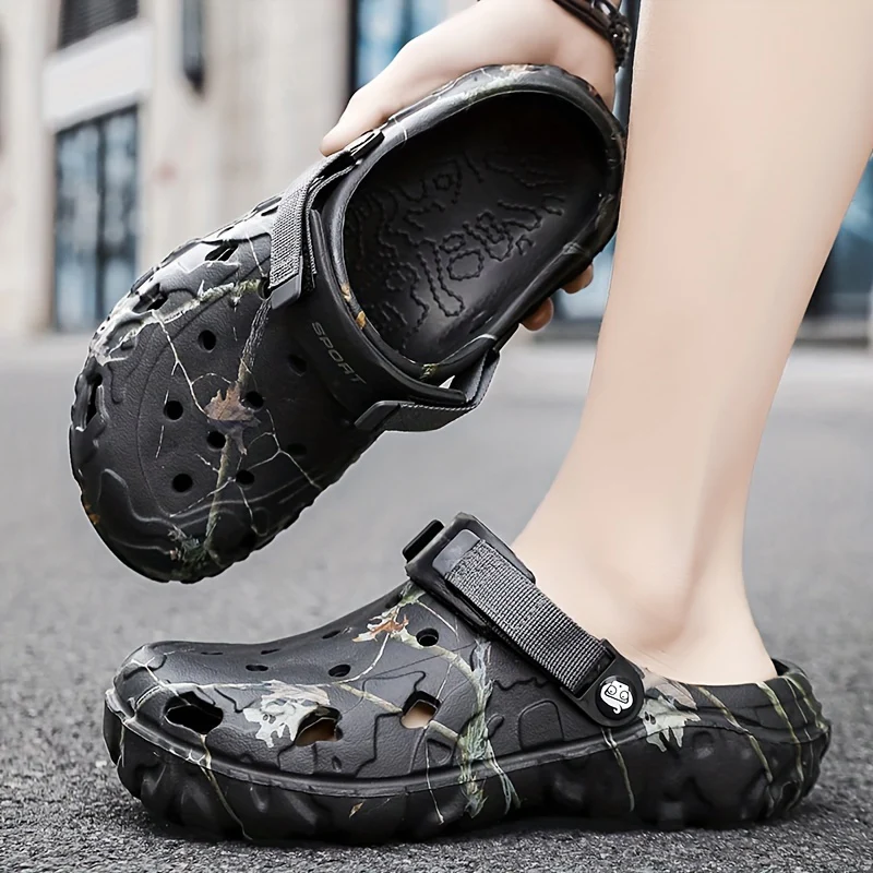 Men's Trendy Hollow Out Breathable Clogs, Comfy Non Slip Durable Soft Sole EVA Slippers For Men's Outdoor Activities, Men's Footwear - Image 2