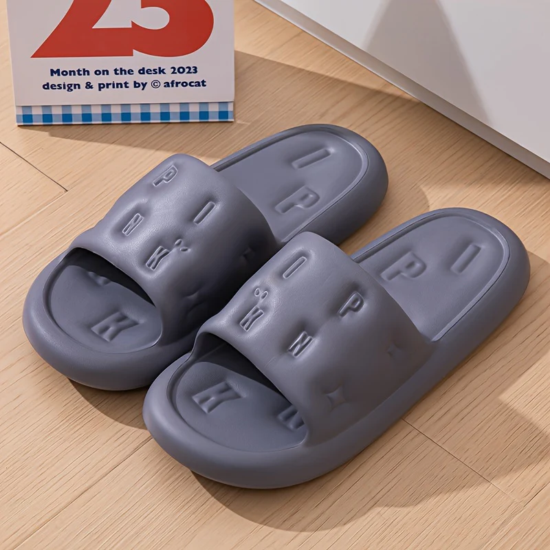 Men's Trendy Letter Print Open Toe Breathable Slippers, Comfy Non Slip Casual Soft Sole EVA Slides, Men's Footwear - Image 12