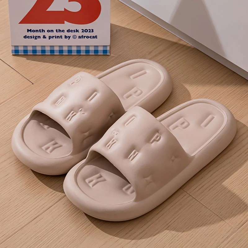 Men's Trendy Letter Print Open Toe Breathable Slippers, Comfy Non Slip Casual Soft Sole EVA Slides, Men's Footwear - Image 13