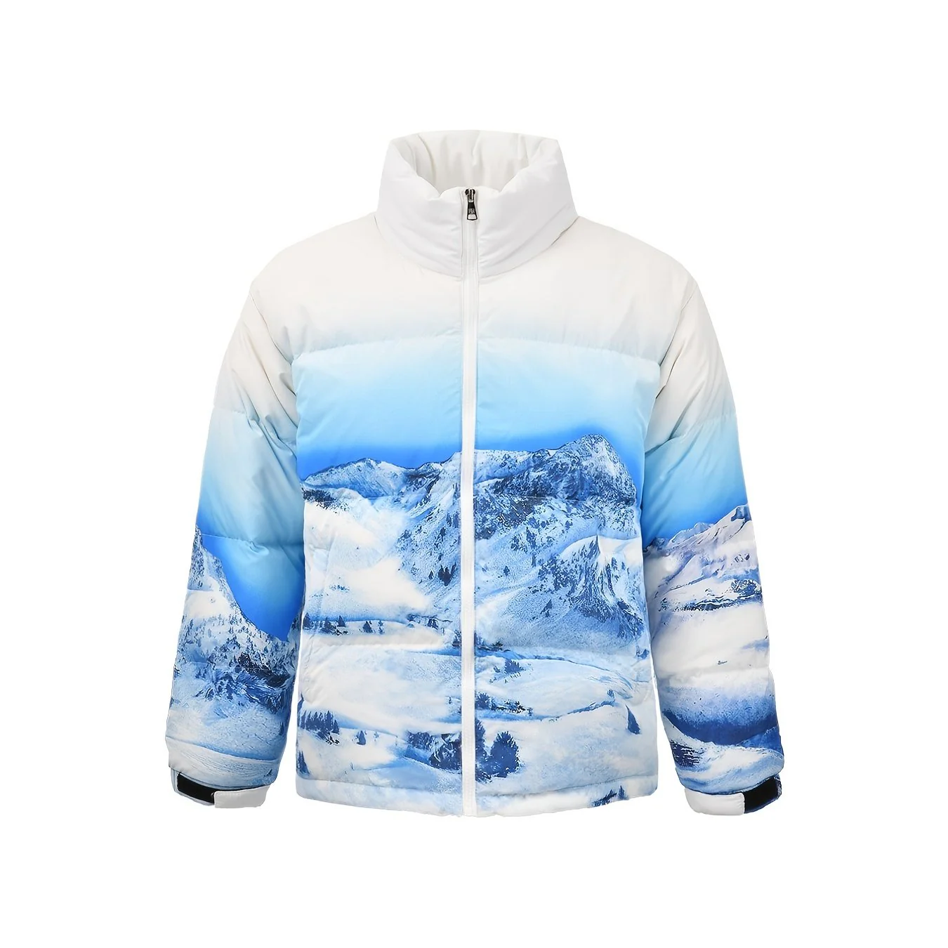 Mens Trendy Mountain Digital Print Stand Collar Jacket Thick Long Sleeves Jacket With Pocket Casual For Autumn Winter Outdoors - Image 2