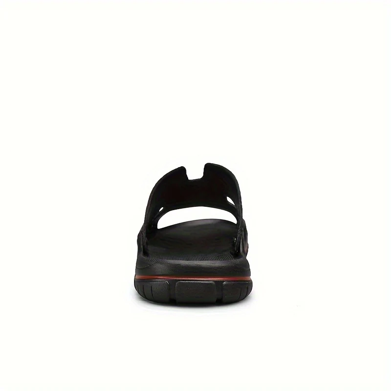 Men's Trendy Open Toe Breathable Split Cow Leather Upper Slippers, Comfy Non Slip Casual Rubber Sole Slides, Men's Footwear - Image 4