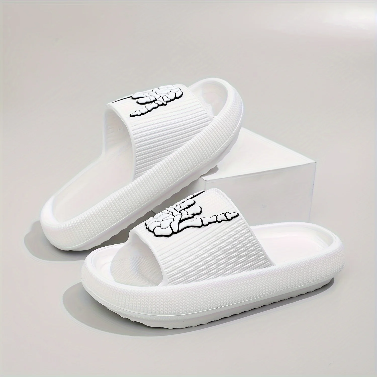 Men's Trendy Rock & Roll Gesture Pattern Open Toe Breathable Chunky Slippers, Comfy Non Slip Anti Odor EVA Slides, Men's Footwear - Image 11