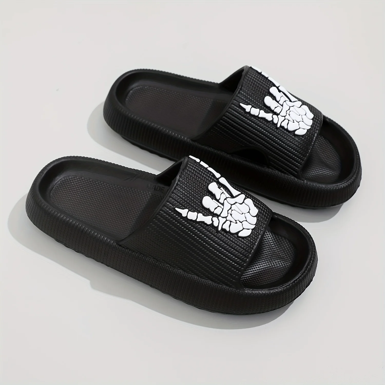 Men's Trendy Rock & Roll Gesture Pattern Open Toe Breathable Chunky Slippers, Comfy Non Slip Anti Odor EVA Slides, Men's Footwear - Image 5