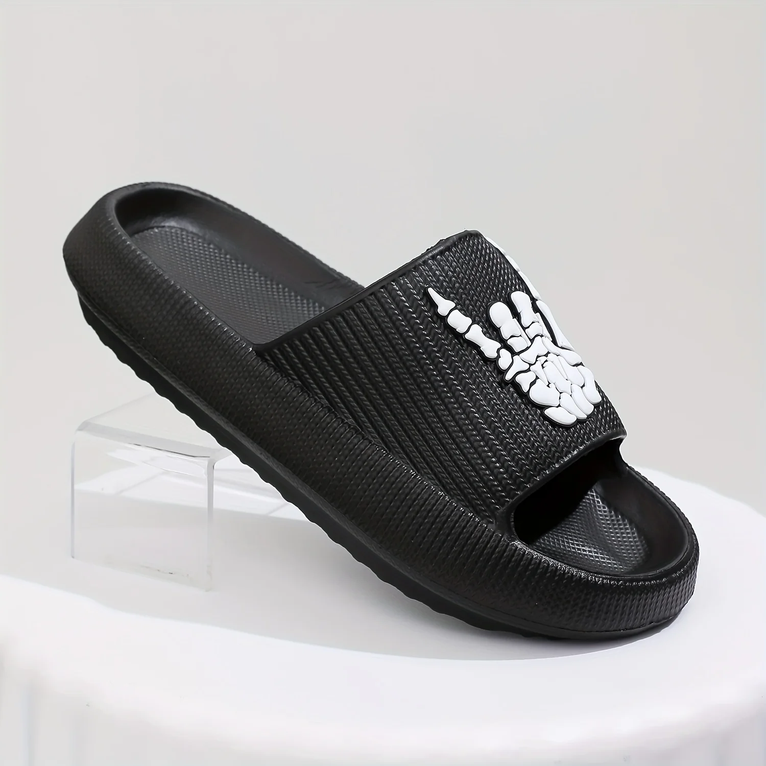 Men's Trendy Rock & Roll Gesture Pattern Open Toe Breathable Chunky Slippers, Comfy Non Slip Anti Odor EVA Slides, Men's Footwear - Image 8