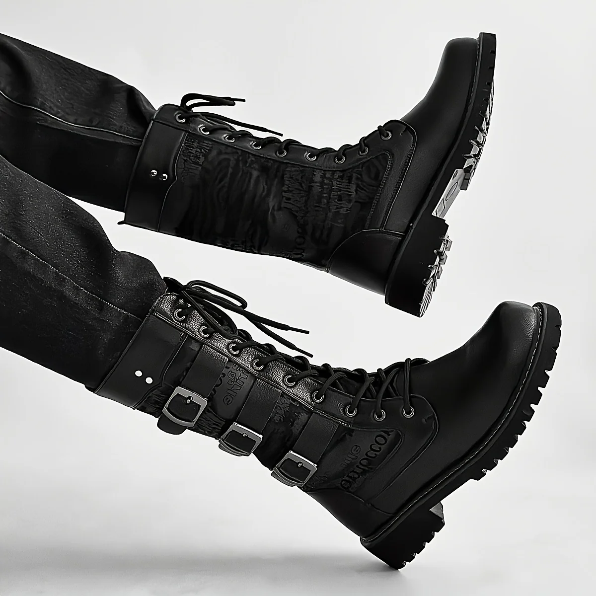 Men's Trendy Solid Colour High Top Lace Up Boots, Comfy Non Slip Durable Rubber Sole Shoes For Men's Outdoor Activities, Men's Footwear - Image 10