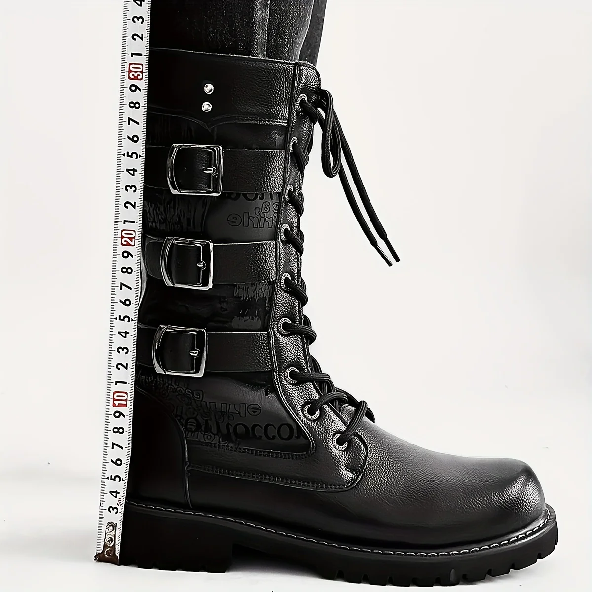Men's Trendy Solid Colour High Top Lace Up Boots, Comfy Non Slip Durable Rubber Sole Shoes For Men's Outdoor Activities, Men's Footwear - Image 8