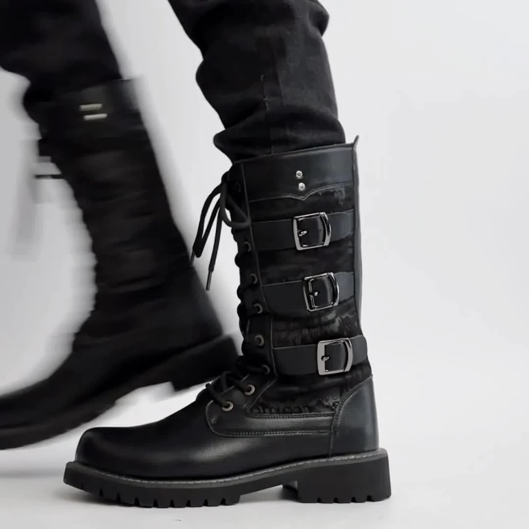 Men's Trendy Solid Colour High Top Lace Up Boots, Comfy Non Slip Durable Rubber Sole Shoes For Men's Outdoor Activities, Men's Footwear - Image 9