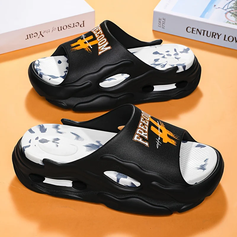 Men's Trendy Street Style Open Toe Breathable Chunky Slippers, Comfy Non Slip Durable Soft Sole EVA Slides, Men's Footwear - Image 3
