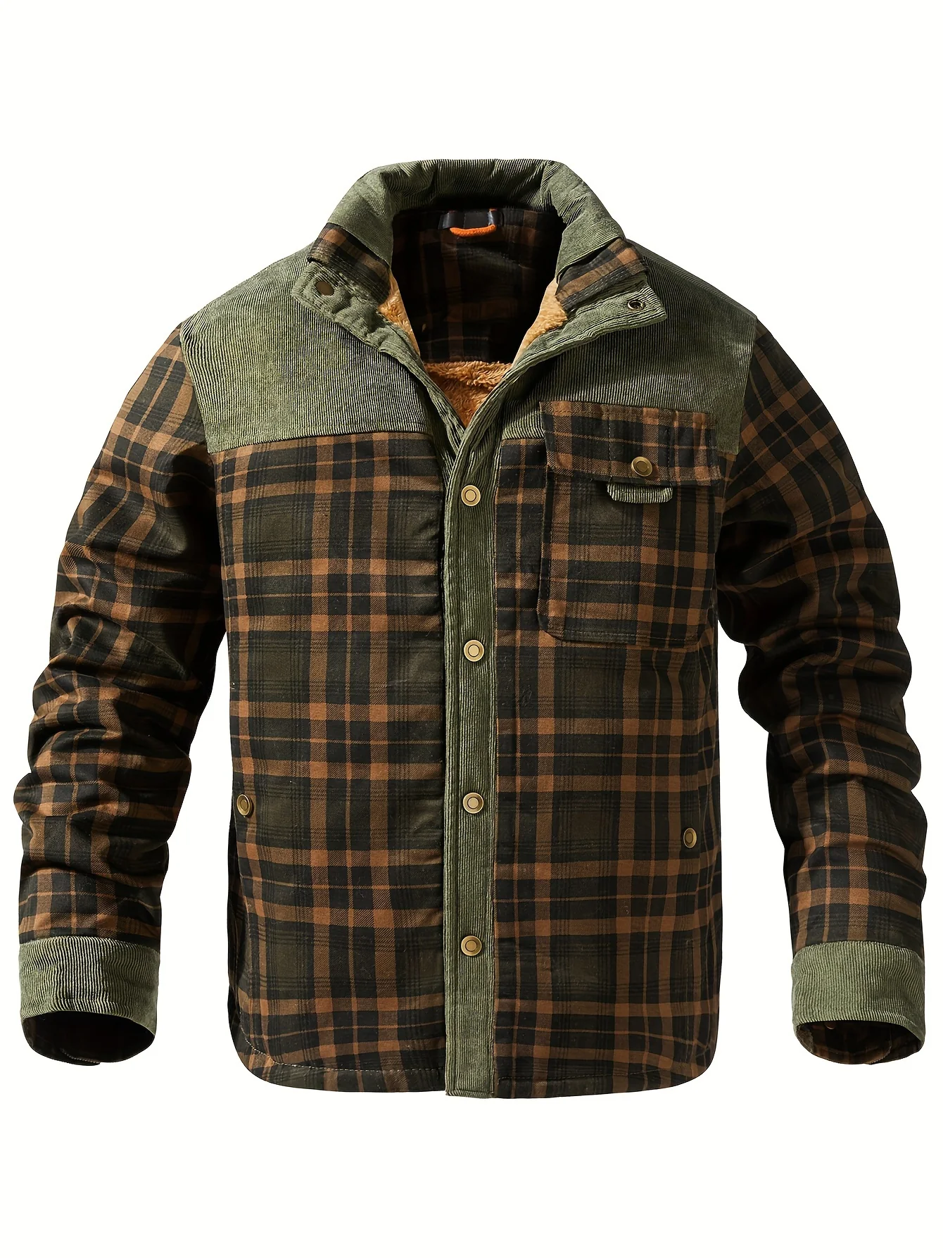 Men's Trendy Thermal Cotton Jacket, Mature Stylish Lapel Button Up Coat For Winter Outdoor Events