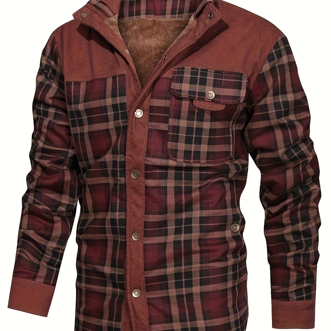Men's Trendy Thermal Cotton Jacket, Mature Stylish Lapel Button Up Coat For Winter Outdoor Events - Image 12