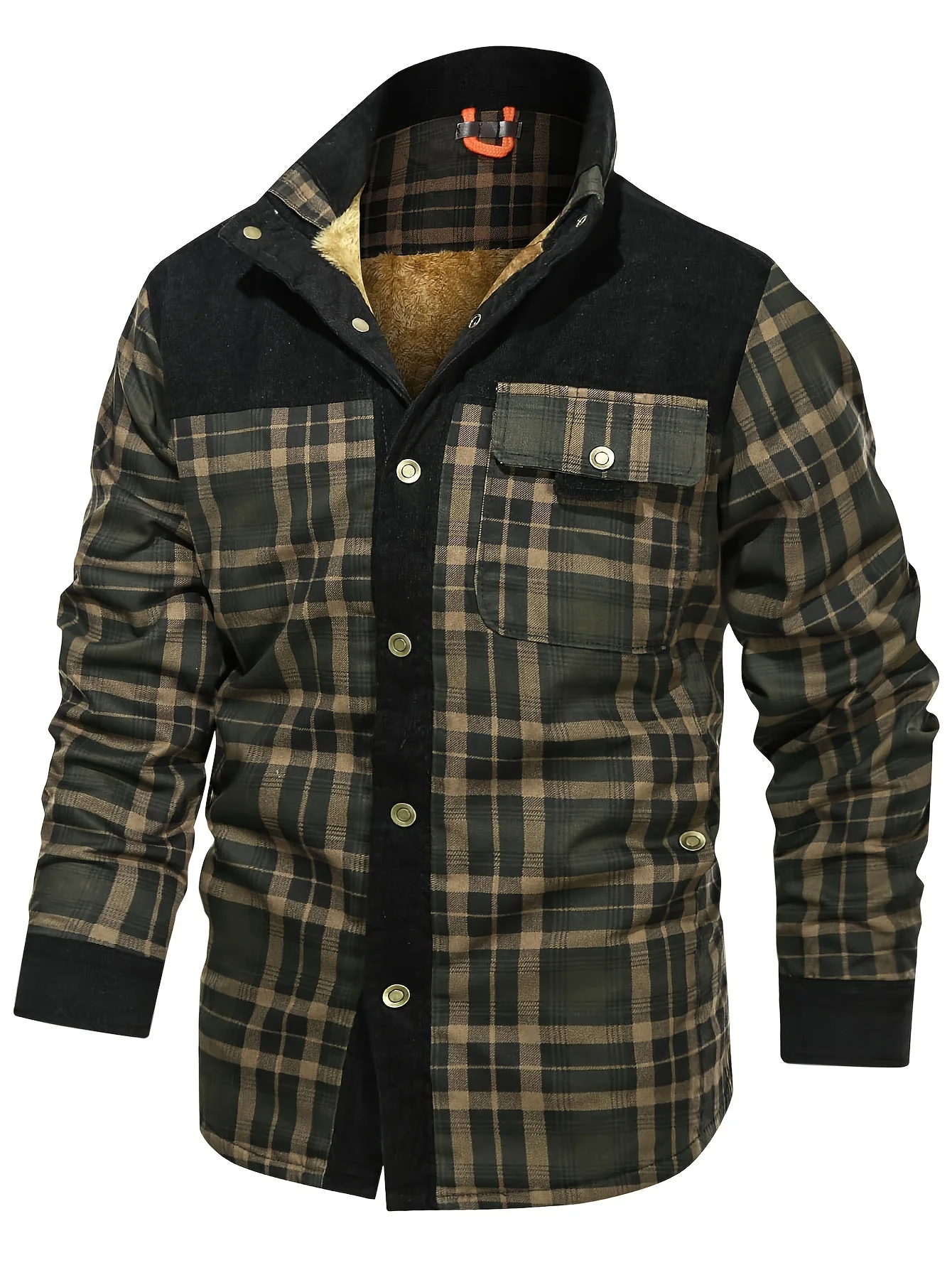 Men's Trendy Thermal Cotton Jacket, Mature Stylish Lapel Button Up Coat For Winter Outdoor Events - Image 3