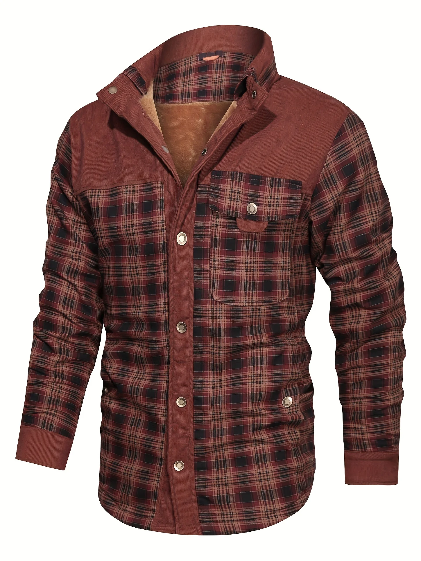 Men's Trendy Thermal Cotton Jacket, Mature Stylish Lapel Button Up Coat For Winter Outdoor Events - Image 5