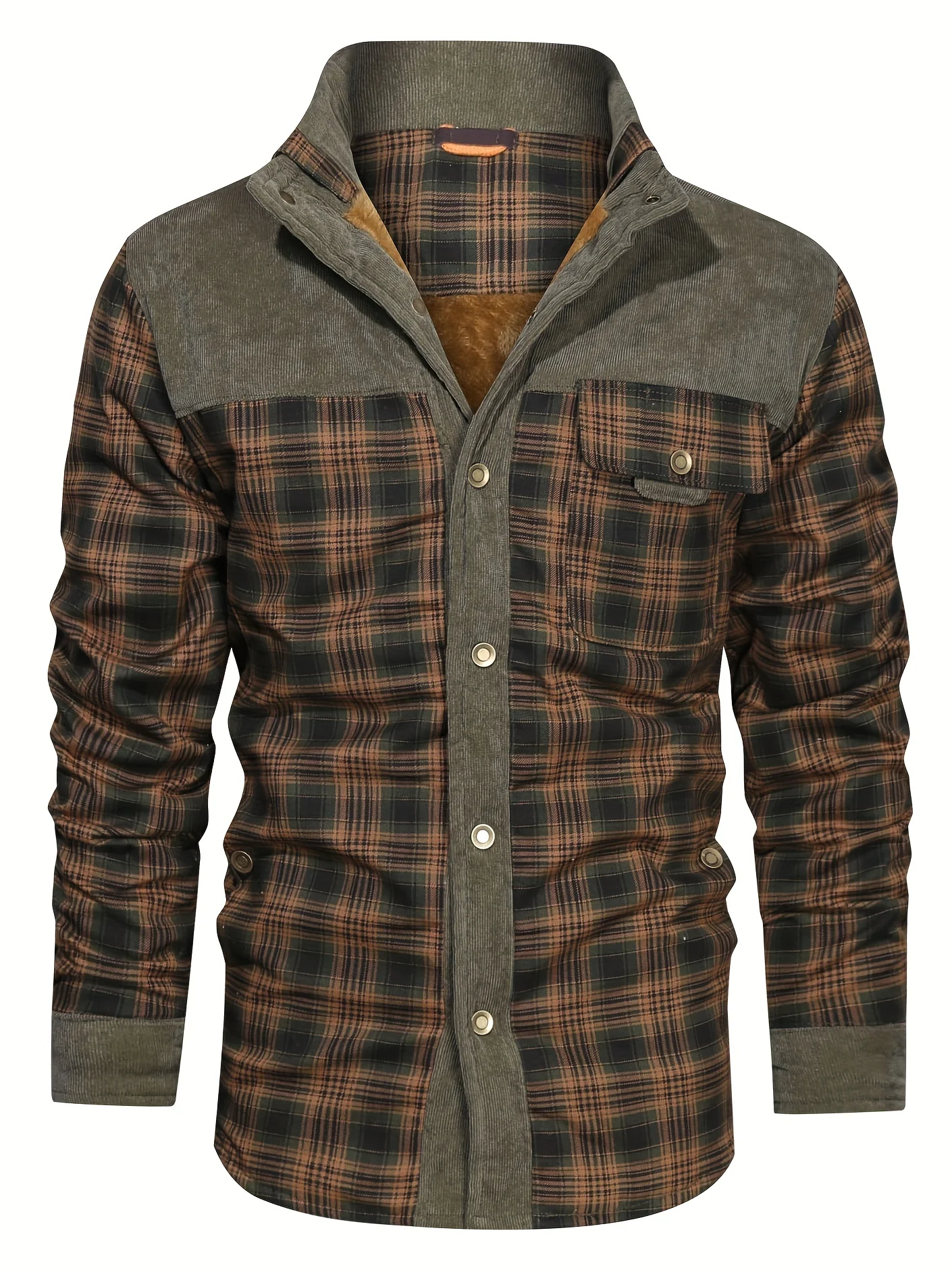 Men's Trendy Thermal Cotton Jacket, Mature Stylish Lapel Button Up Coat For Winter Outdoor Events - Image 6