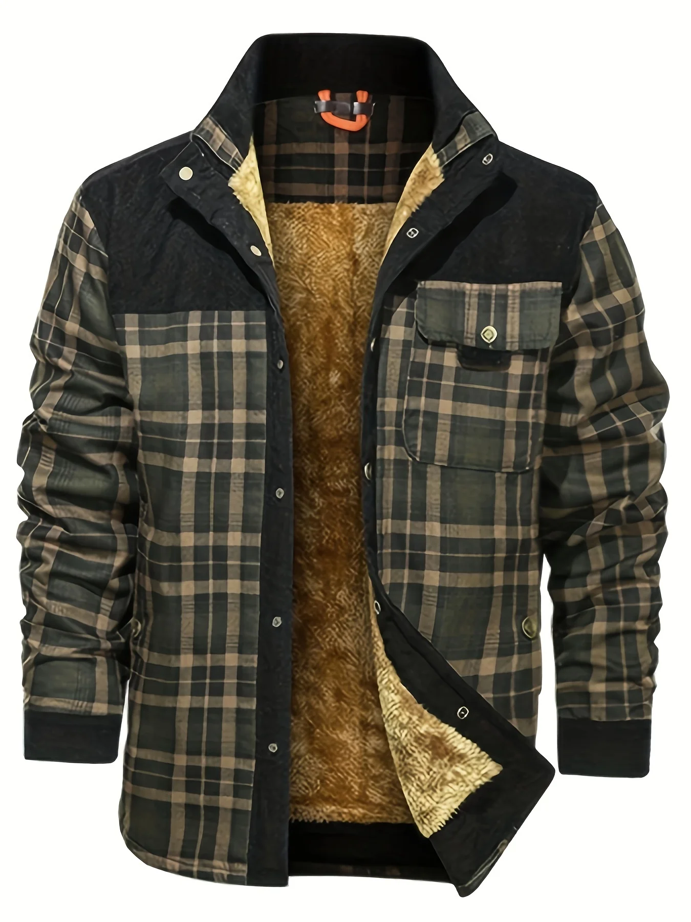 Men's Trendy Thermal Cotton Jacket, Mature Stylish Lapel Button Up Coat For Winter Outdoor Events - Image 8