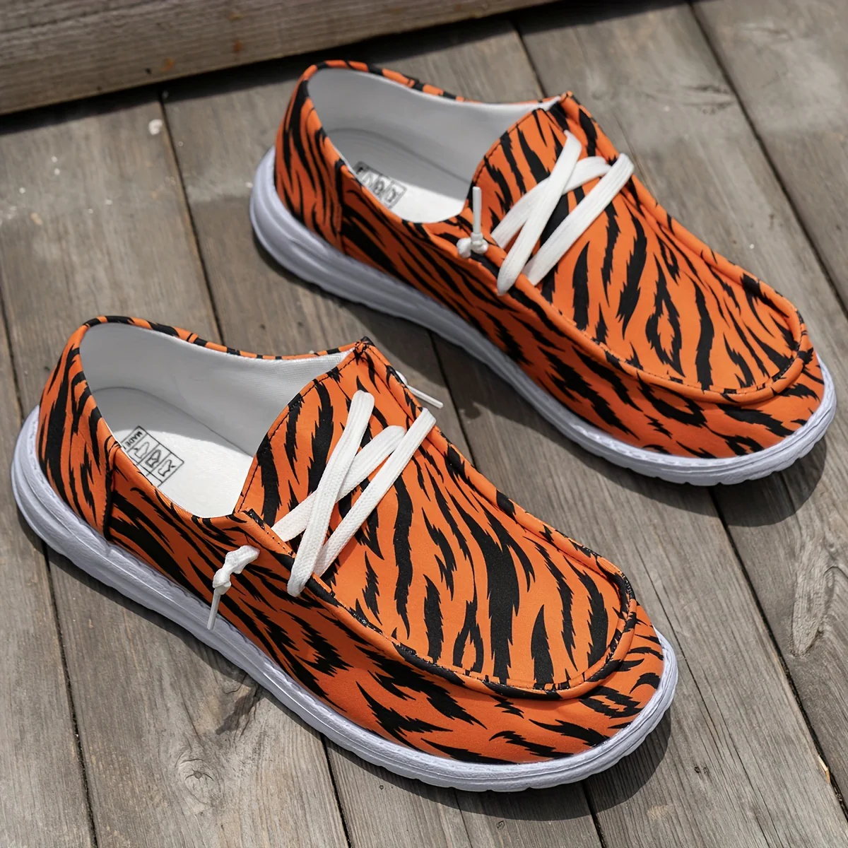 Men's Trendy Tiger Stripes Slip On Loafer Shoes, Comfy Non Slip Breathable EVA Sole Durable Walking Shoes, Men's Footwear - Image 4