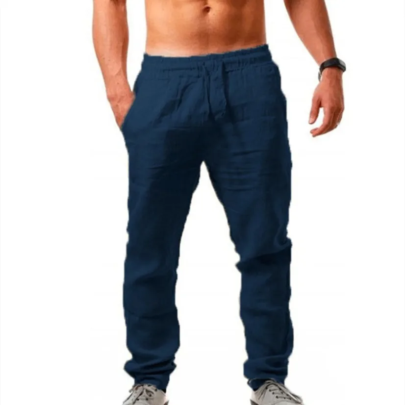 Men's Trousers Ultra-thin Breathable Male Linen Summer Jogger Pant Elastic Waist Boys Training Streetwear Men Clothing Quick-dry