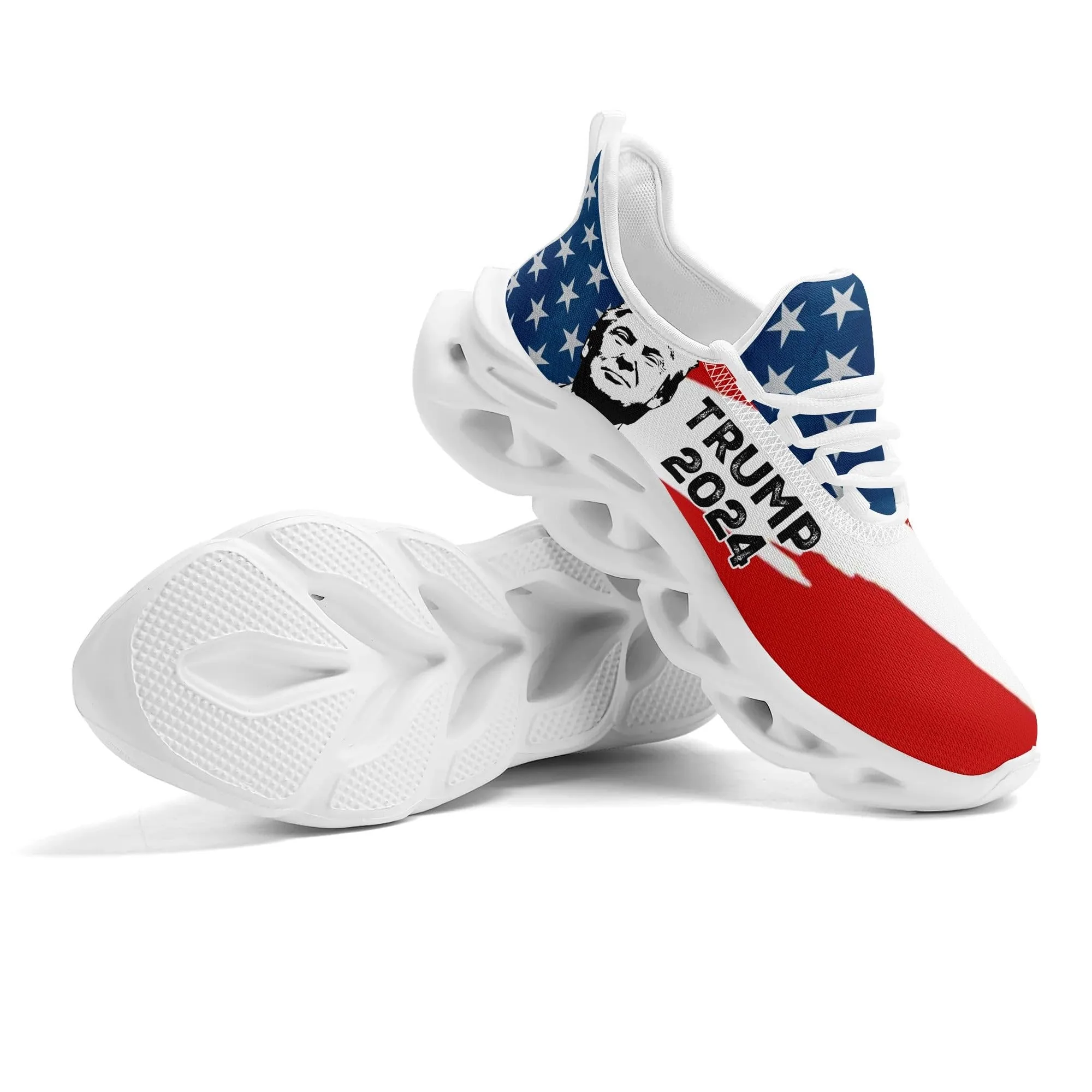 Men's Trump 2024 Shoes Sneakers, Trump Support Shoes, Trump 2024 Shoes for Men, Trump 2024 Shoes Running Sneaker Men for Trump Support, American Flag Trump Shoes White - Image 4