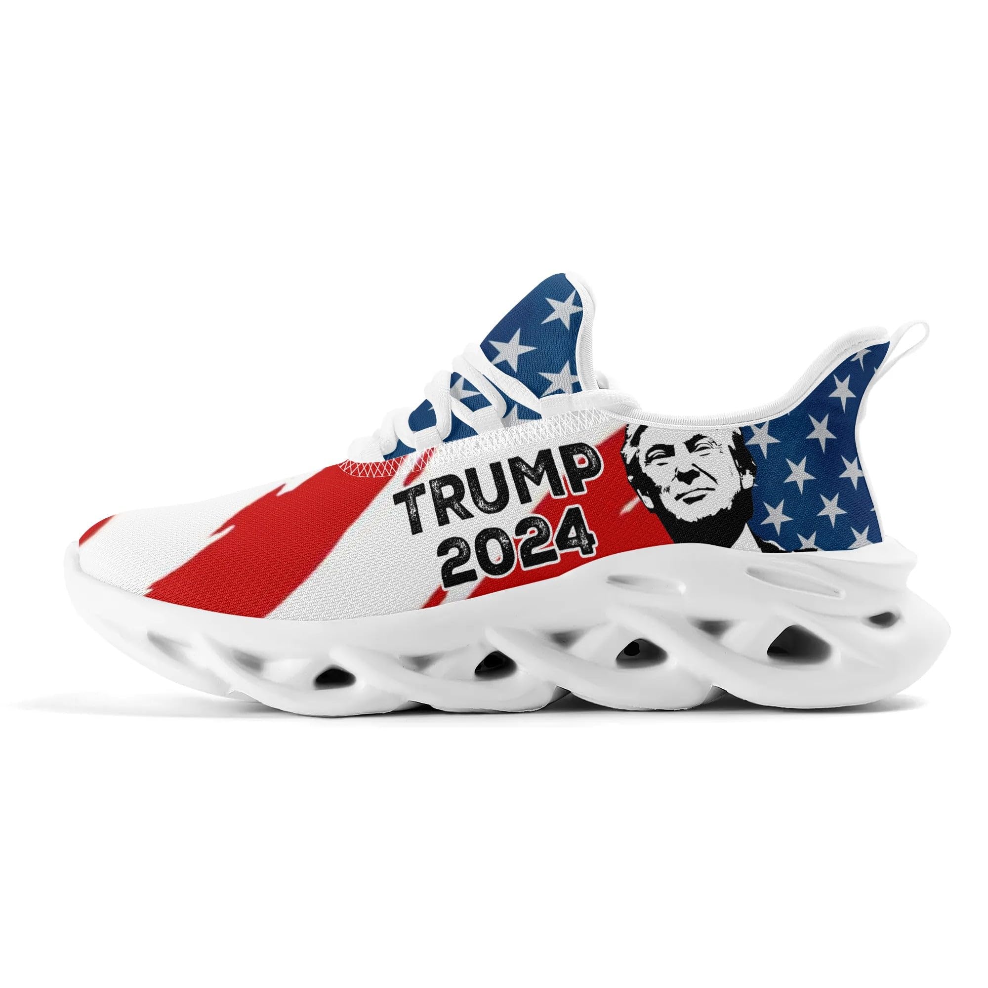 Men's Trump 2024 Shoes Sneakers, Trump Support Shoes, Trump 2024 Shoes for Men, Trump 2024 Shoes Running Sneaker Men for Trump Support, American Flag Trump Shoes White - Image 5