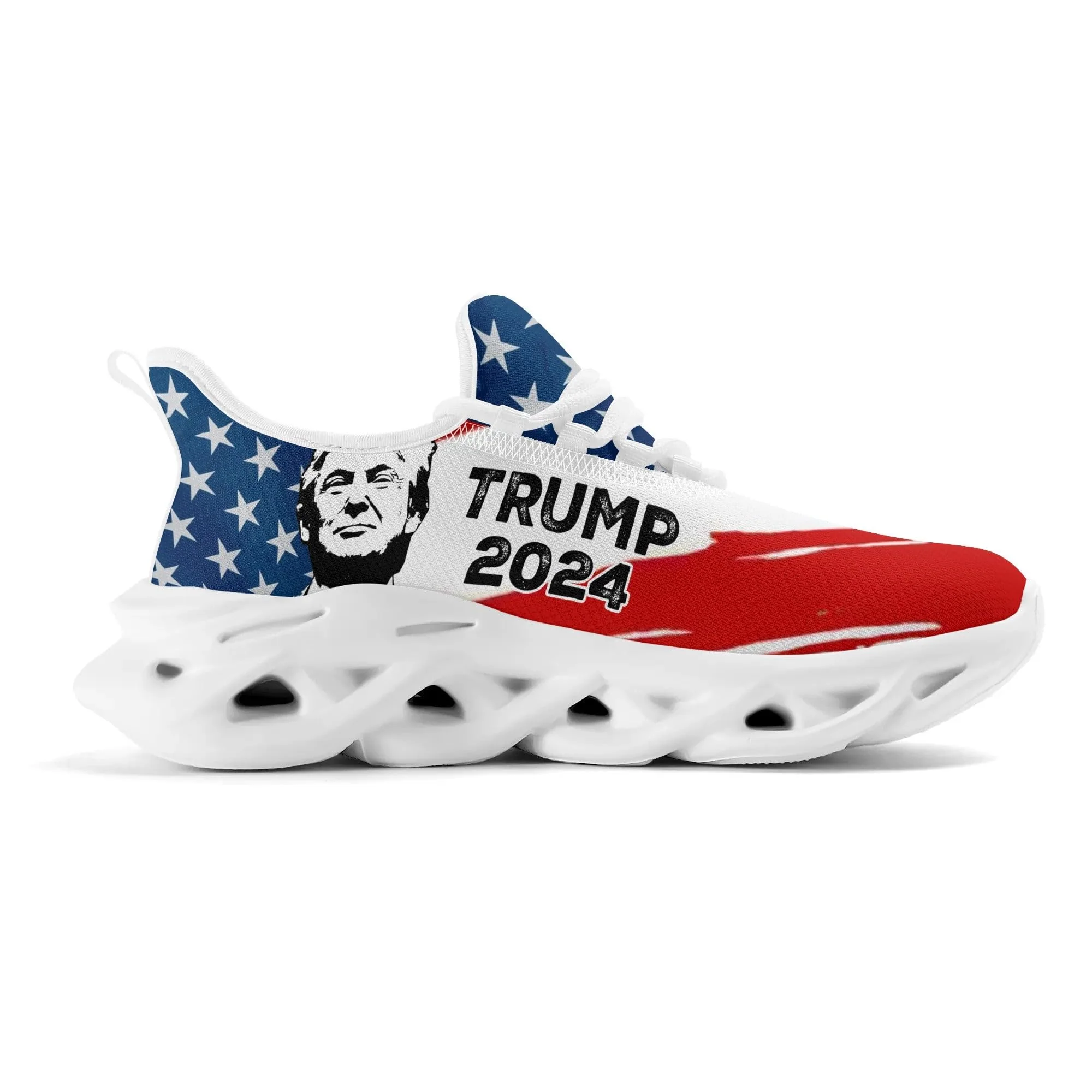 Men's Trump 2024 Shoes Sneakers, Trump Support Shoes, Trump 2024 Shoes for Men, Trump 2024 Shoes Running Sneaker Men for Trump Support, American Flag Trump Shoes White - Image 6