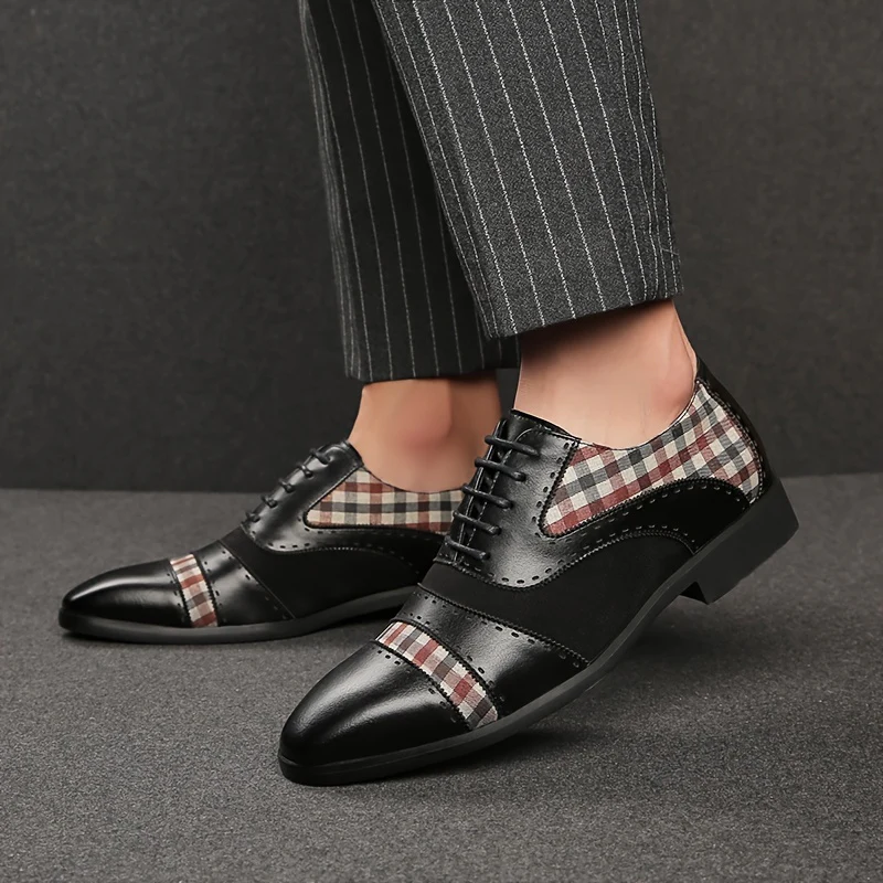 Men's Vintage Elegant Cap Toe Oxford Shoes, Comfy Non Slip Durable Rubber Sole Lace Up Formal Shoes, Men's Footwear - Image 4