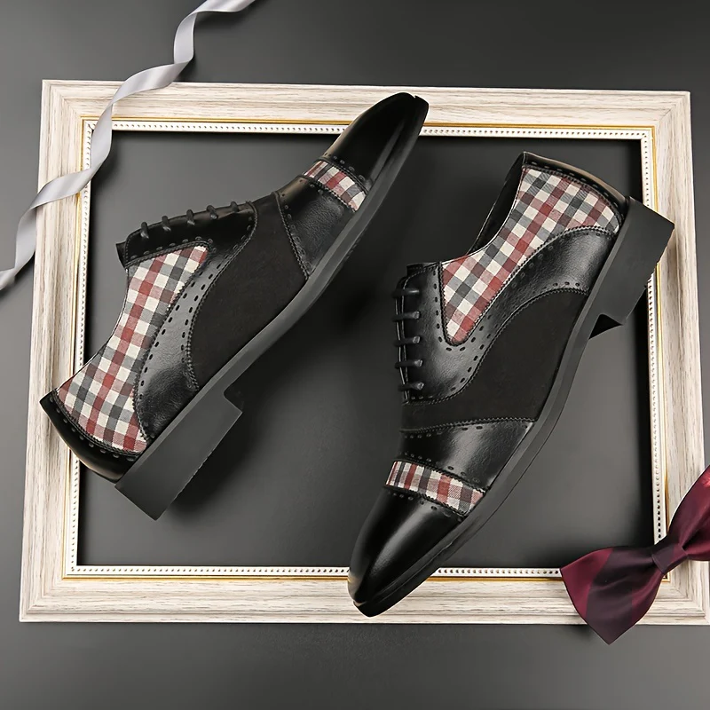 Men's Vintage Elegant Cap Toe Oxford Shoes, Comfy Non Slip Durable Rubber Sole Lace Up Formal Shoes, Men's Footwear - Image 6