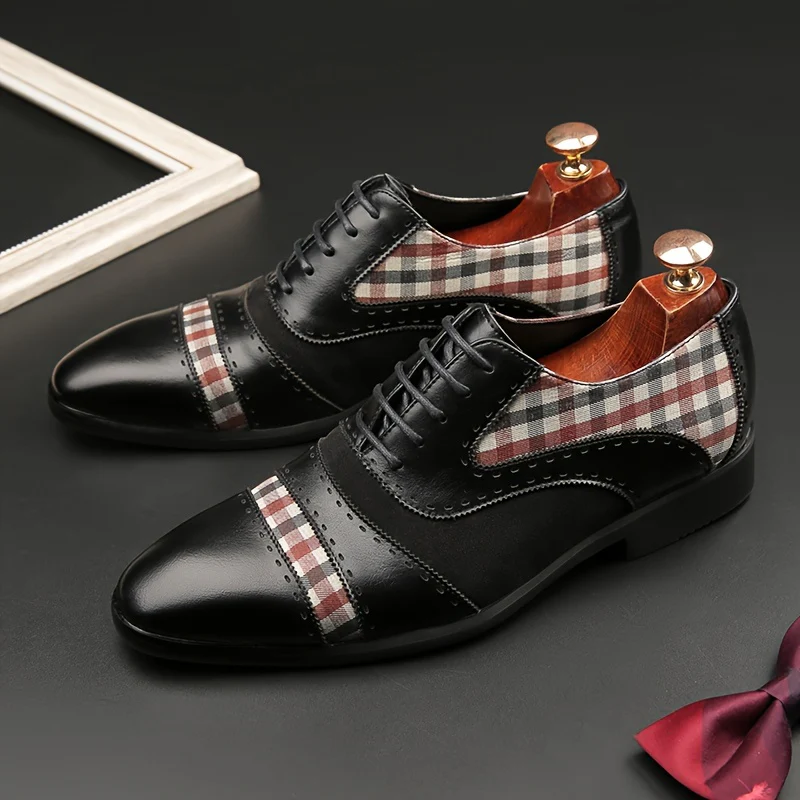 Men's Vintage Elegant Cap Toe Oxford Shoes, Comfy Non Slip Durable Rubber Sole Lace Up Formal Shoes, Men's Footwear - Image 8