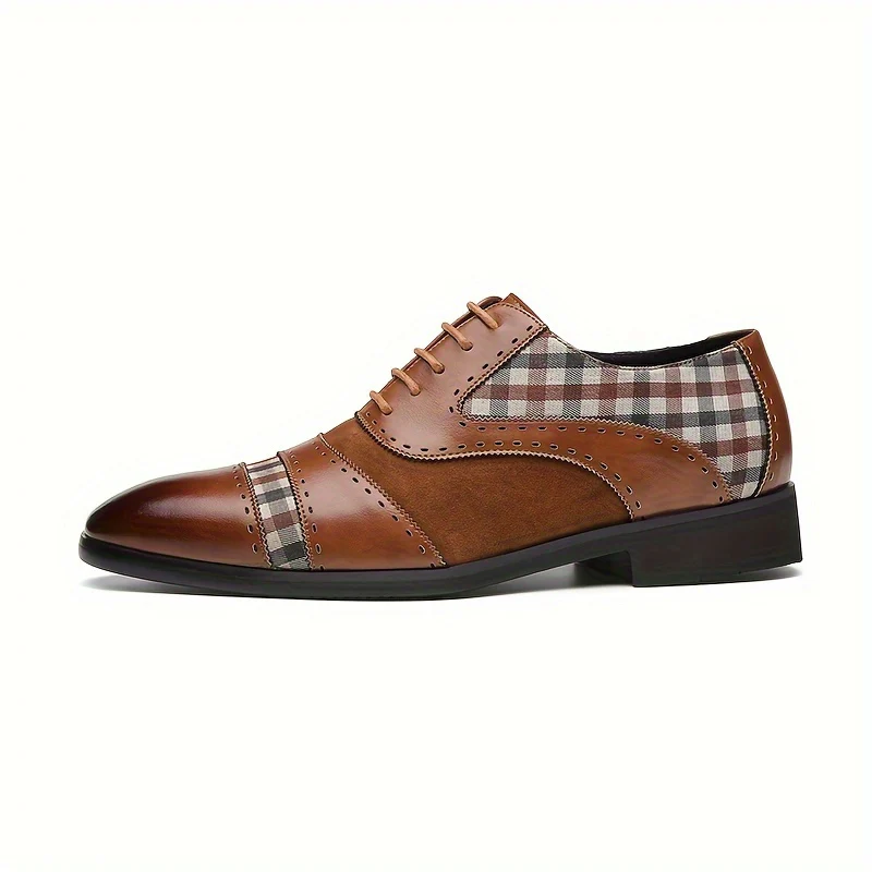 Men's Vintage Elegant Cap Toe Oxford Shoes, Comfy Non Slip Durable Rubber Sole Lace Up Formal Shoes, Men's Footwear - Image 9