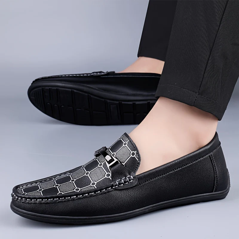 Men's Vintage Slip On Microfiber Upper Loafer Shoes, Comfy Non Slip Durable Rubber Sole Casual Walking Shoes, Men's Footwear - Image 4