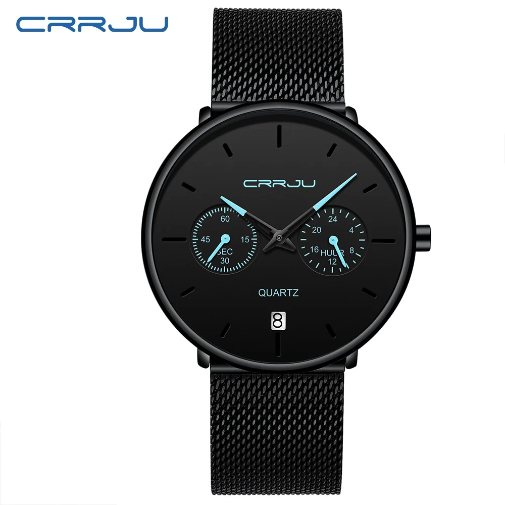 Mens Watches CRRJU Full Steel Casual Waterproof Watch for Man Sport Quartz Watch Men's Dress Calendar Watch Relogio Masculino - Image 13