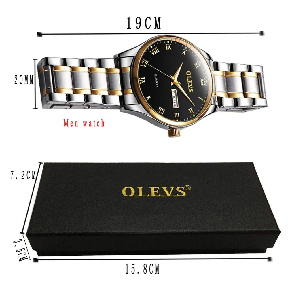 Mens Watches with Day and Date,Mens Dress Wrist Watch Casual Classic Stainless Steel Quartz Watch,Roman Numeral Watches for Men Black Calendar Wristwatch for Man,Mens Luminous Watch,Black Dial Watch - Image 2